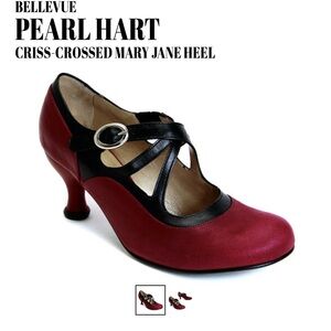 John Fluevog Bellevue Mary Jane Heels - Red and Black